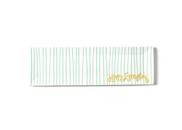 Happy Everything Mint Stripe Skinny Rectangle Tray