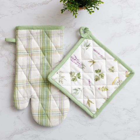 Oven Mitt And Pot Holder - Fresh Herbs