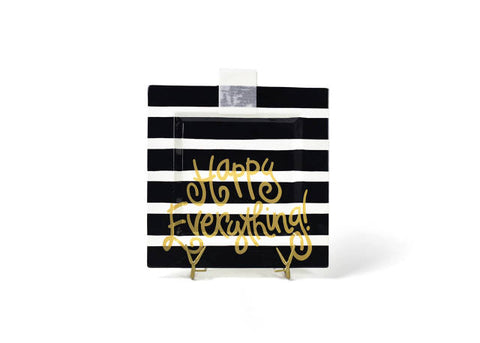 Happy Everything Big Square Platter Black Stripe