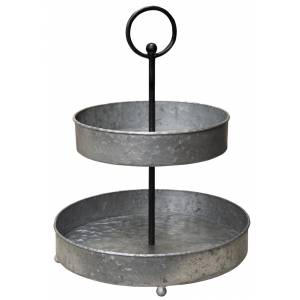 Distressed Two-Tiered Metal Tray