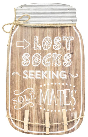 LOST SOCKS MASON JAR HANGER WITH CLIPS