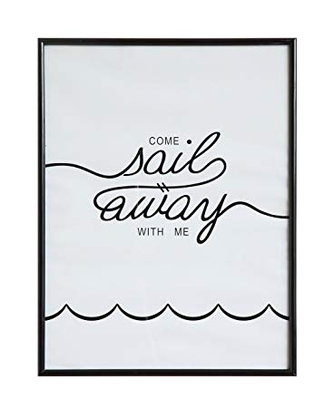 12" L x 16" H Framed Black and White Wall Decor "Come Sail Away With Me"