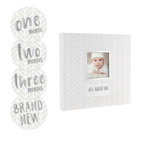 Herringbone baby's memory book and sticker set