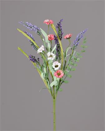 Branch - Coral White Daisies, Heather Sprigs
