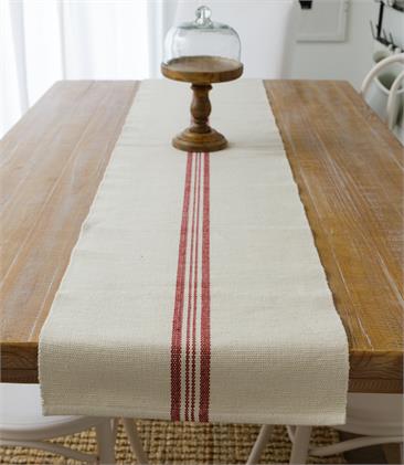 Grain Sack Striped Table Runner, Red