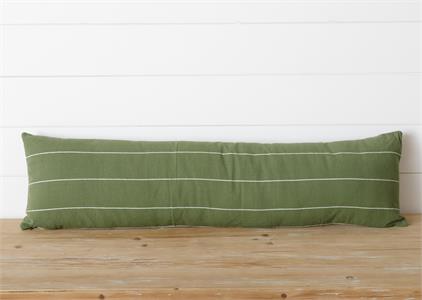 Green Kantha Stitch Lumbar Pillow