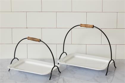 Enamel Serving Tray with Handle