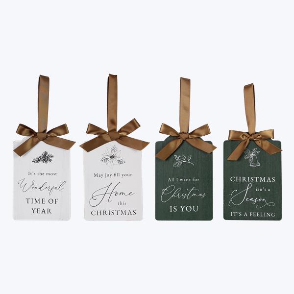 WOOD WINTERGREEN GIFT TAG ORNAMENT