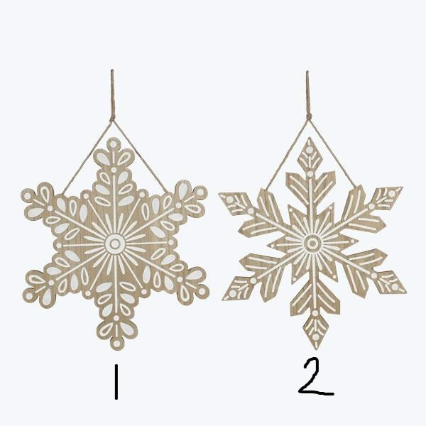 92594 - WOOD SNOW FLAKE WALL DECOR, 2 AST.