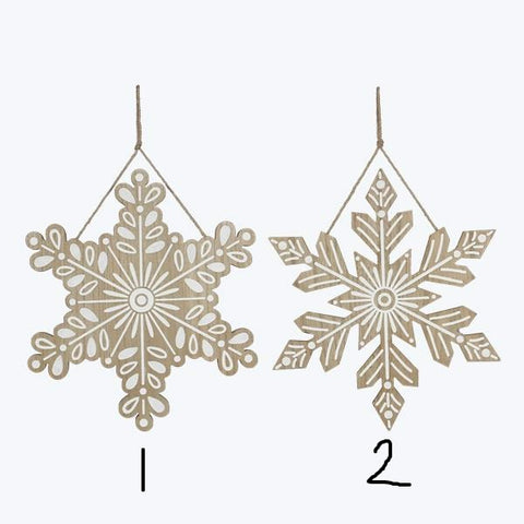 92594 - WOOD SNOW FLAKE WALL DECOR, 2 AST.