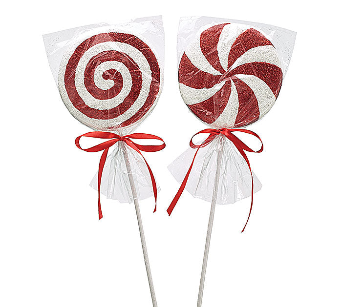 18.25" GLITTER PEPPERMINT CANDY PICK