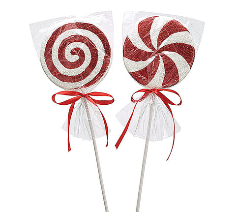 18.25" GLITTER PEPPERMINT CANDY PICK