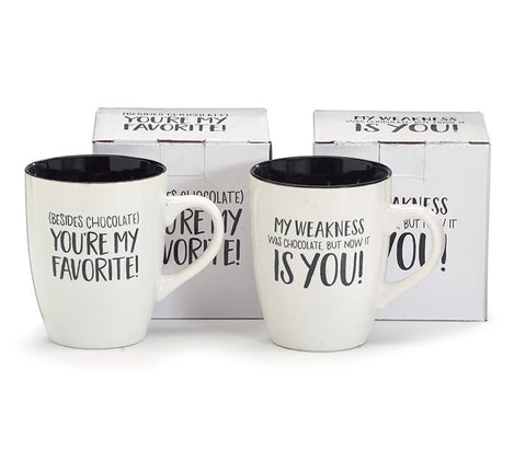 ASSORTED MUGS WITH CHOCOLATE MESSAGES