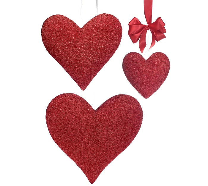 RED HANGING HEART 3 ASSORTED SIZES