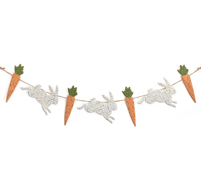 EMBOSSED TIN CARROT BUNNY GARLAND