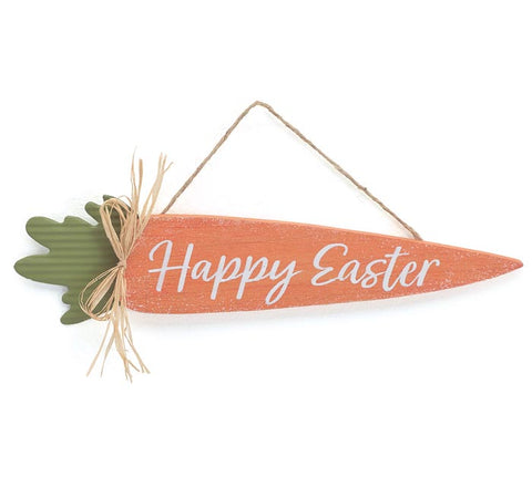 HAPPY EASTER WOOD CARROT WALL HANGING