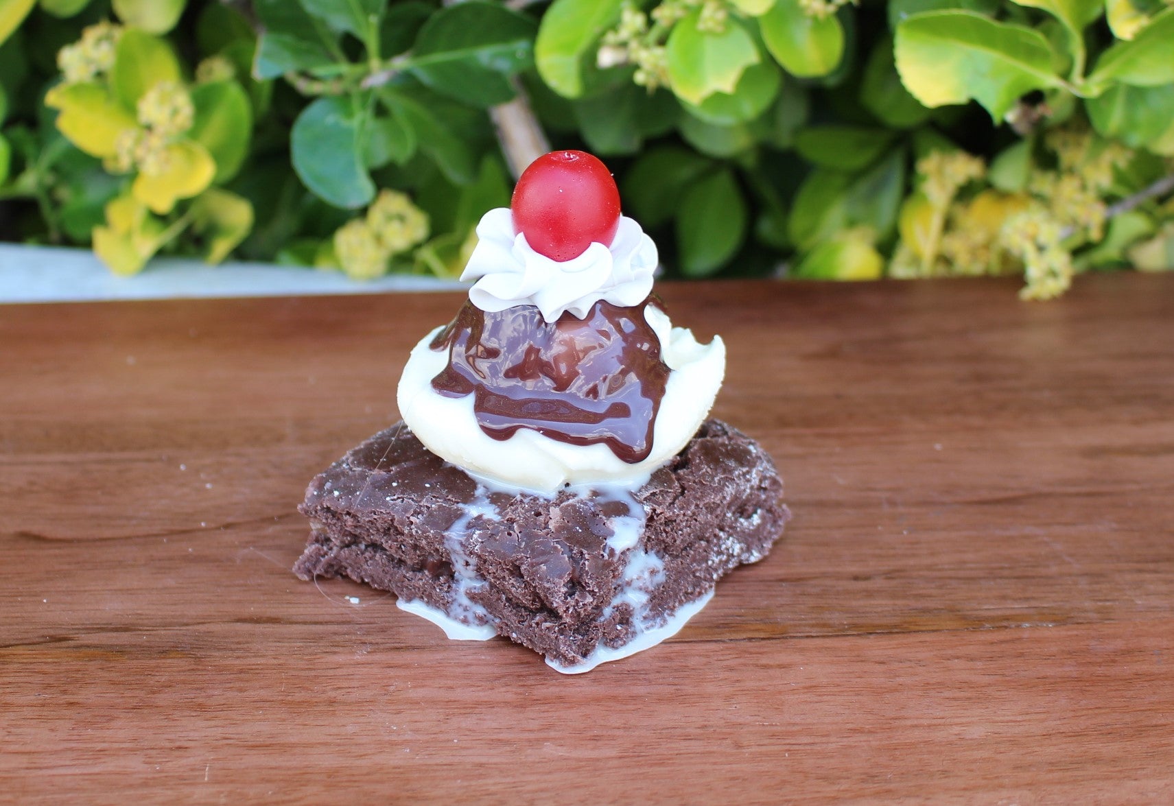 Chocolate Brownie Topped with Ice Cream