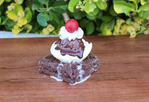 Chocolate Brownie Topped with Ice Cream