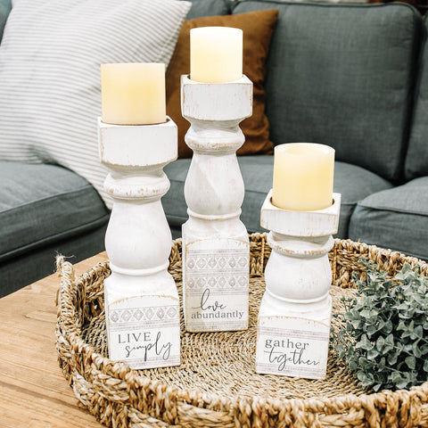 LOVE ABUNDANTLY CANDLE HOLDER AST