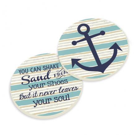 P.Graham Dunn: Car Coasters-Anchor with Beach Quote