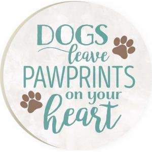 CAR COASTER SINGLE PACK Dogs Leave Pawprints On Our Heart
