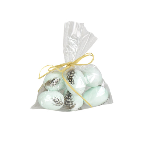 Natural Feather Egg Bag of 6 in Light Blue