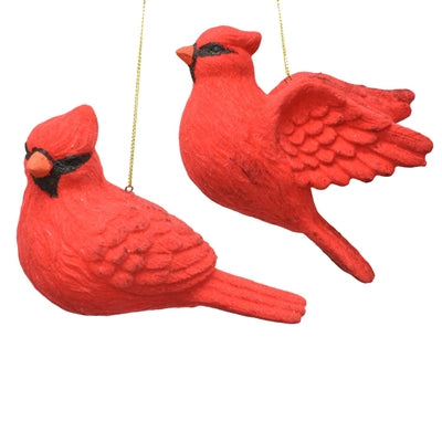 6'' FLOCKED RED CARDINAL ORN. 2 ASST