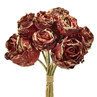 FAUX DRIED/ GILDED ROSE BUNDLE X 6 9’’- RED