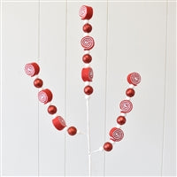 GLITTER BALL AND ROLLED TAFFY SPRAY - RED/WHITE 26"