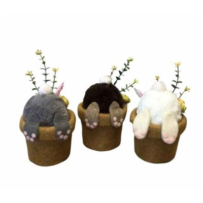 HAPPY TAILS BUNNY POTS 3 ASST. 6.5"H X 5"W