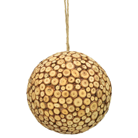 3” MINI WOOD DISC BALL ORN