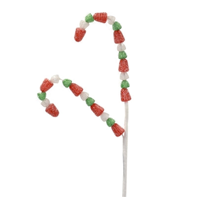 GUM DROP CANDY CANE SPRAY - RED GREEN WHITE 24.5"