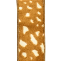 4”X10YD REINDEER DOT DESIGN ON FLOCKED VELVET