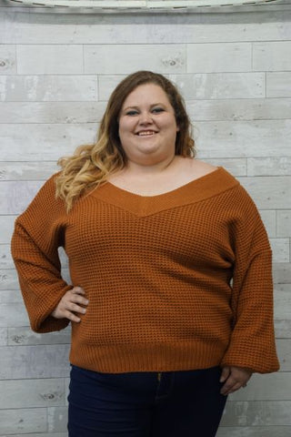 Almond Off the Shoulder cable knit sweater