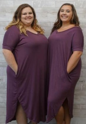 Eggplant Mid Calf Maxi Dress