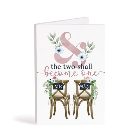 & THE TWO SHALL BECOME ONE WOODEN KEEPSAKE CARD