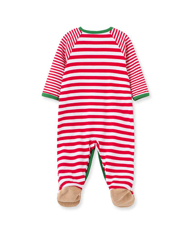 Holiday Reindeer Stripe Footie