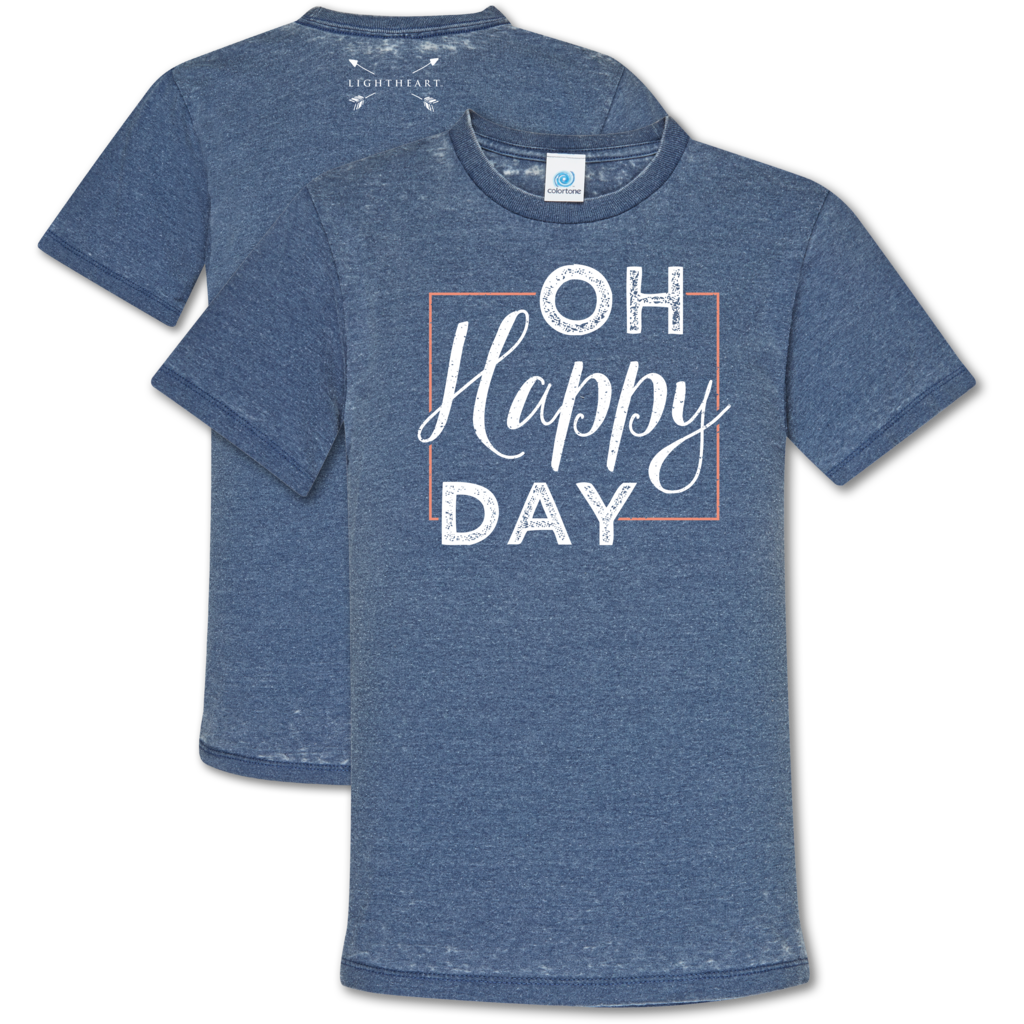 LH Acid Wash Oh Happy Day Front Print - Denim