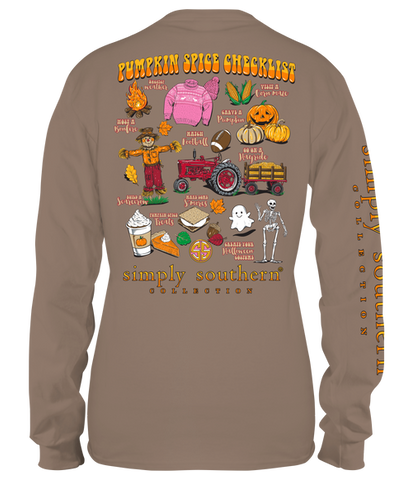 Pumpkin Spice Checklist Simply Southern Long Sleeve Tee