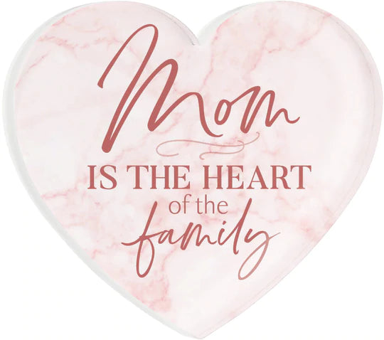 MOM IS THE HEART OF THE FAMILY ACRYLIC HEART MAGNET