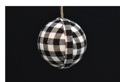Black and White Plaid Ball Ornament