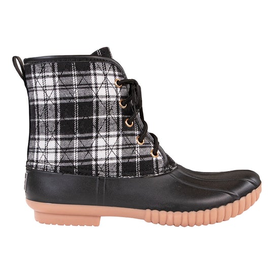 Simply Southern Duck Bootie for Women in Black/White Tartan