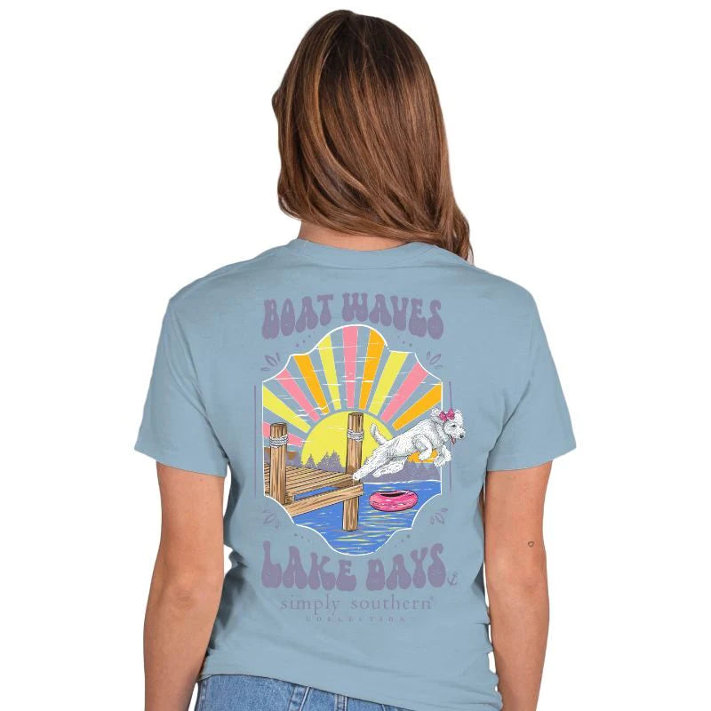 SIMPLY SOUTHERN BOAT WAVES LAKE DAYS T-SHIRT