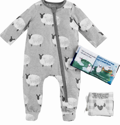SHEEP BABY SLEEPER AND BOOK SET