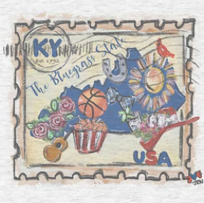 Stamp State KY Shirt with Royal Blue Sleeves