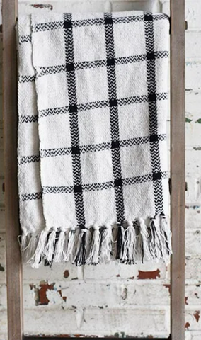 BLACK WHITE CROSS THROW