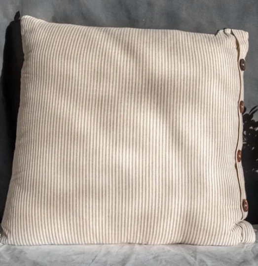 20" PIN STRIPE BUTTON PILLOW