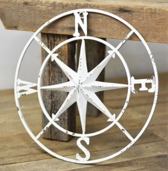 18" OLD WHITE COMPASS