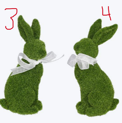 RESIN FLOCKED GREEN RABBIT