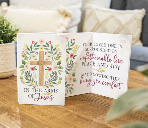 IN THE ARMS OF JESUS WOODEN KEEPSAKE CARD